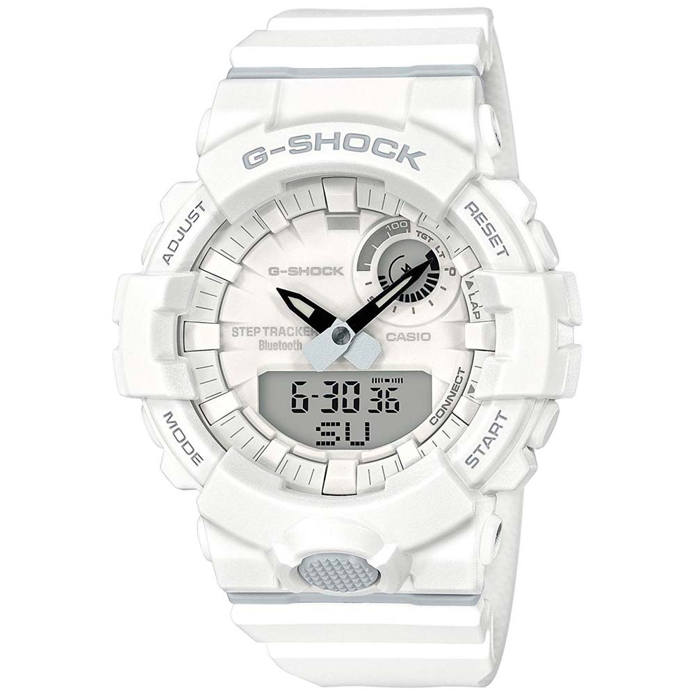 Reloj Casio G-Shock GBA800-7A Bluetooth Para Hombre Digital Analógico Luz Automática Acuático Blanco