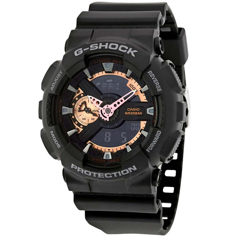 Reloj Casio G-Shock GA110RG-1A Para Hombre Digital Analógico Luz Automática Acuático Negro Dorado