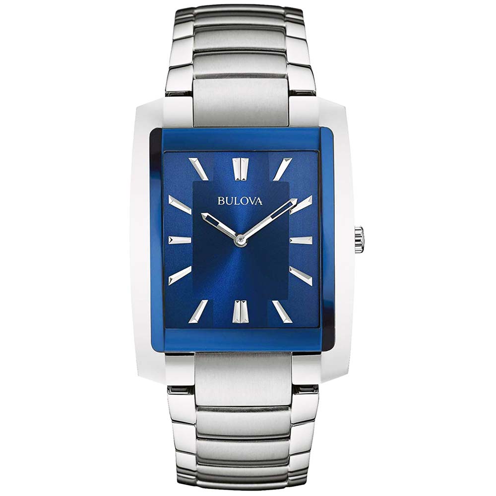 Reloj Bulova 96A169 Para Hombre de Lujo Fecha Acero Inoxidable Plateado Azul