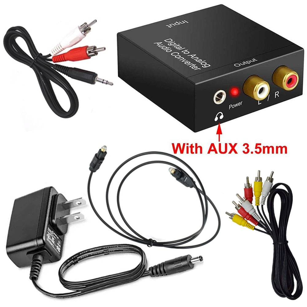 Kit Convertidor de Audio Optico Digital a RCA 3.5mm + 3 cables