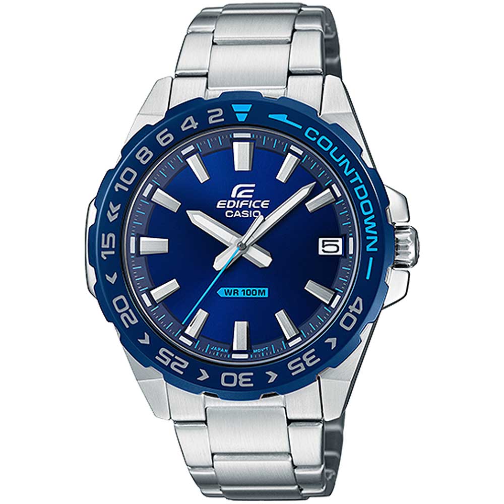Reloj Casio Edifice EFV-120DB-2AV Para Hombre Con Número de Serie Fecha Plateado Azul
