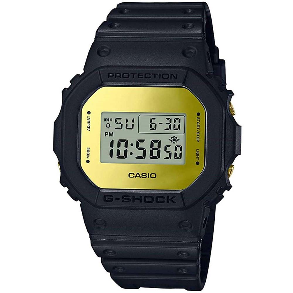 Reloj Casio G-Shock DW5600BBMB-1 Para Hombre Digital Luz De Fondo Acuático 200m Fondo Espejo Dorado