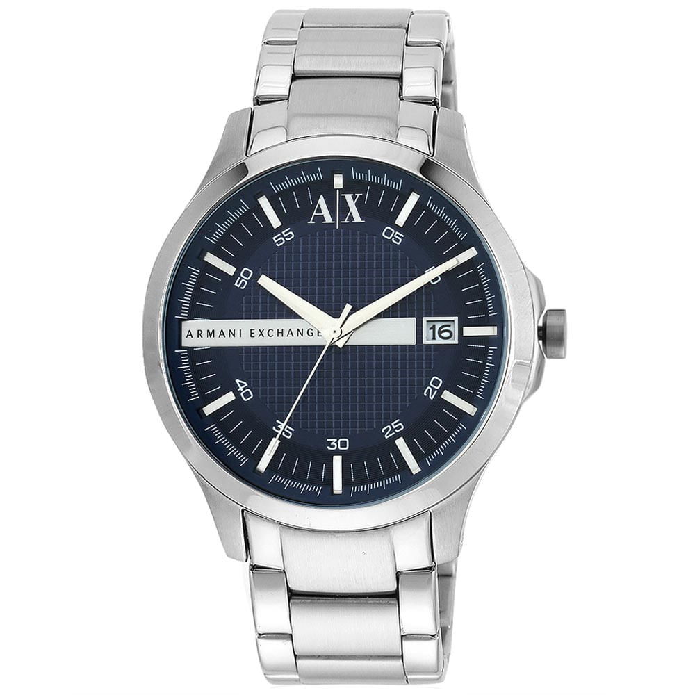 Reloj Armani Exchange Hampton AX2132 Para Hombre Fecha Acero Inoxidable Plateado Azul