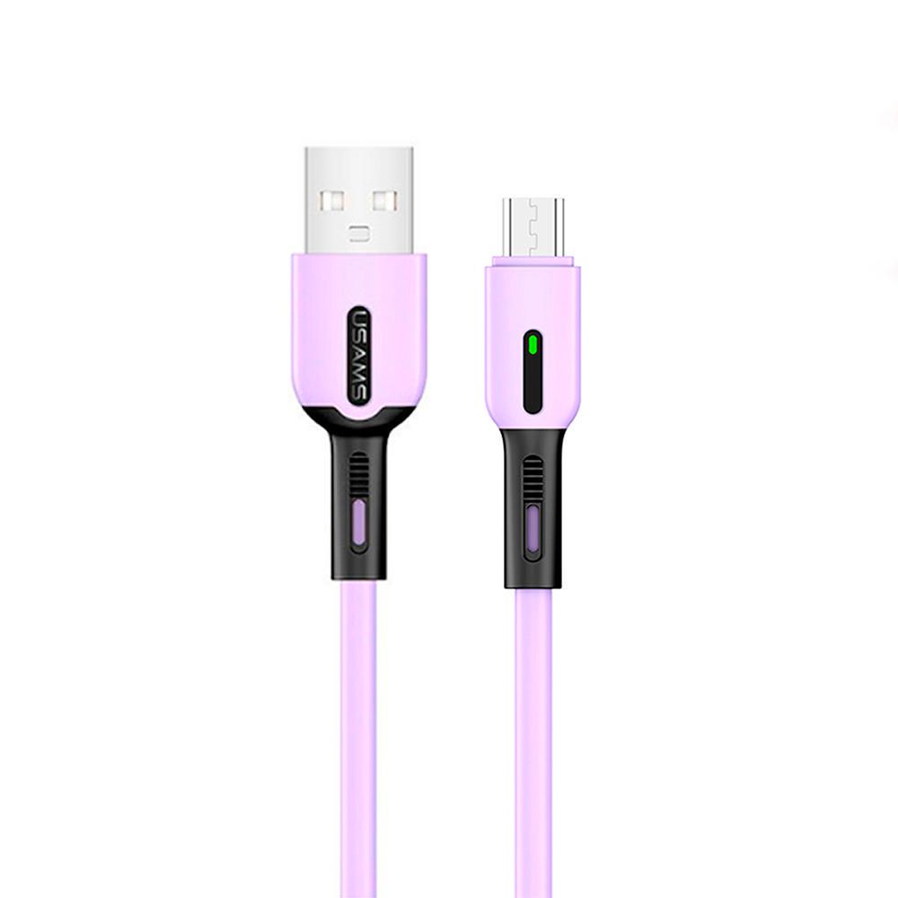 Cable Usams U51 USB a Micro Silicona Con Luz 1m Lila