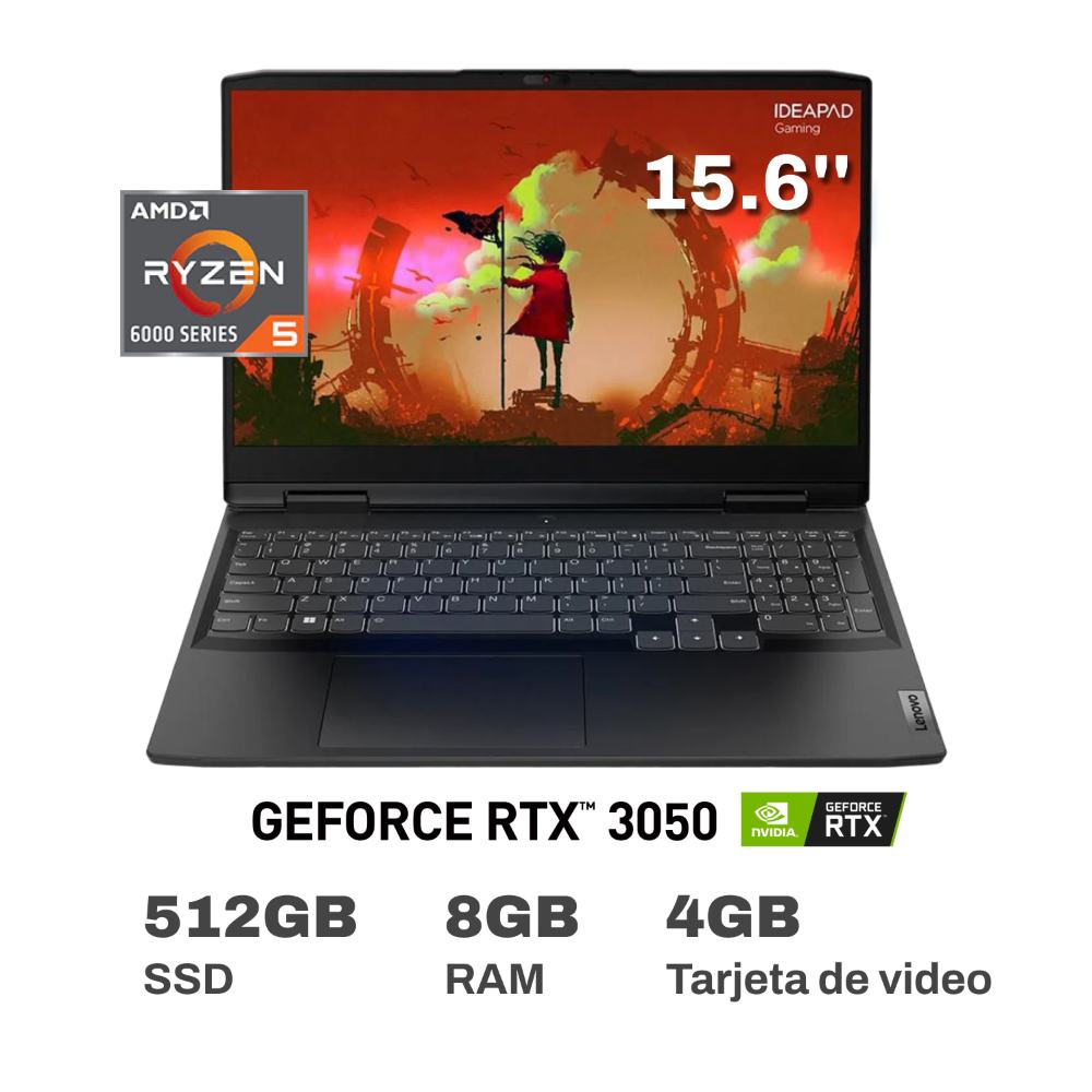 Laptop Gamer Lenovo IdeaPad Gaming 3 AMD Ryzen 5 8GB RAM 512GB SSD 15.6" RTX 3050