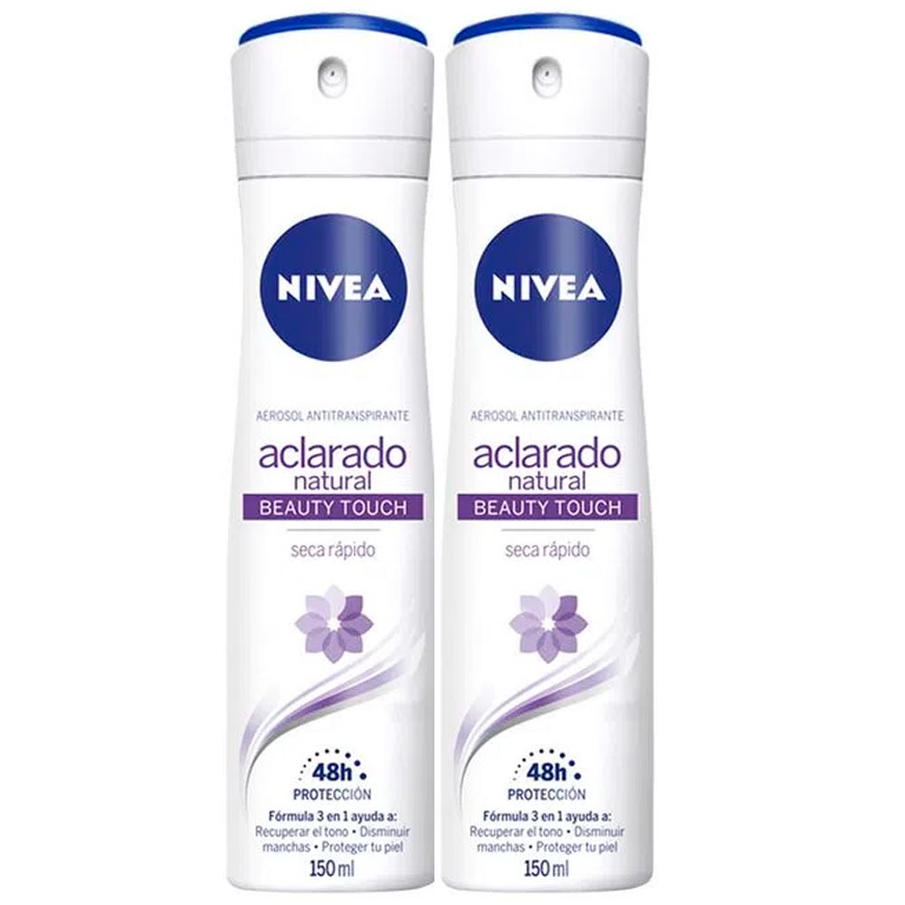 Pack Desodorante Spray NIVEA Aclarado Natural Beauty Touch 150ml Frasco 2un