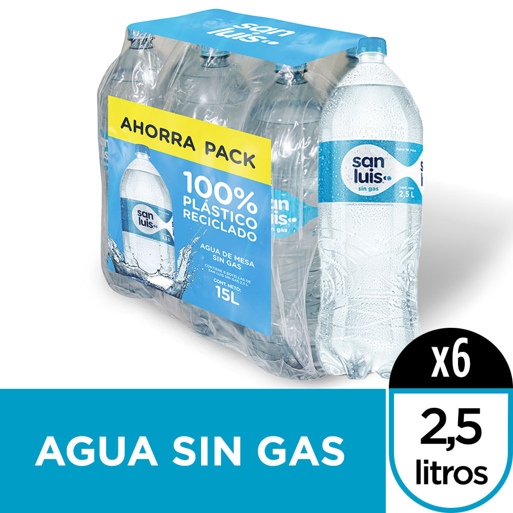 Agua Mineral SAN LUIS sin Gas Botella 2.5L Paquete 6un