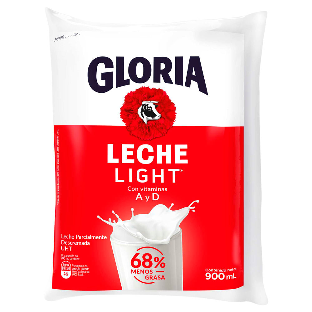 Leche GLORIA UHT Light Bolsa 900ml