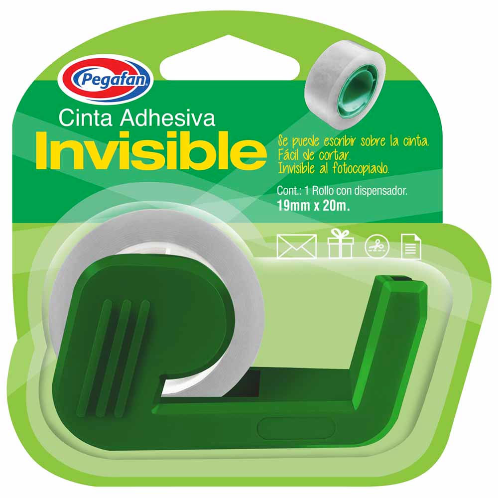 Cinta Adhesiva PEGAFAN Ranbow Invisible c/ Dispensador 19mmx20m