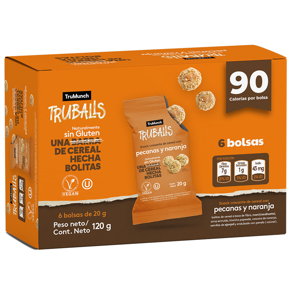 Bolitas de Cereal TRUBALLS Pecanas y Naranja Paquete 6un