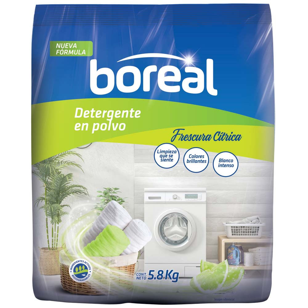 Detergente en Polvo BOREAL Frescura Cítrica Bolsa 5.8kg
