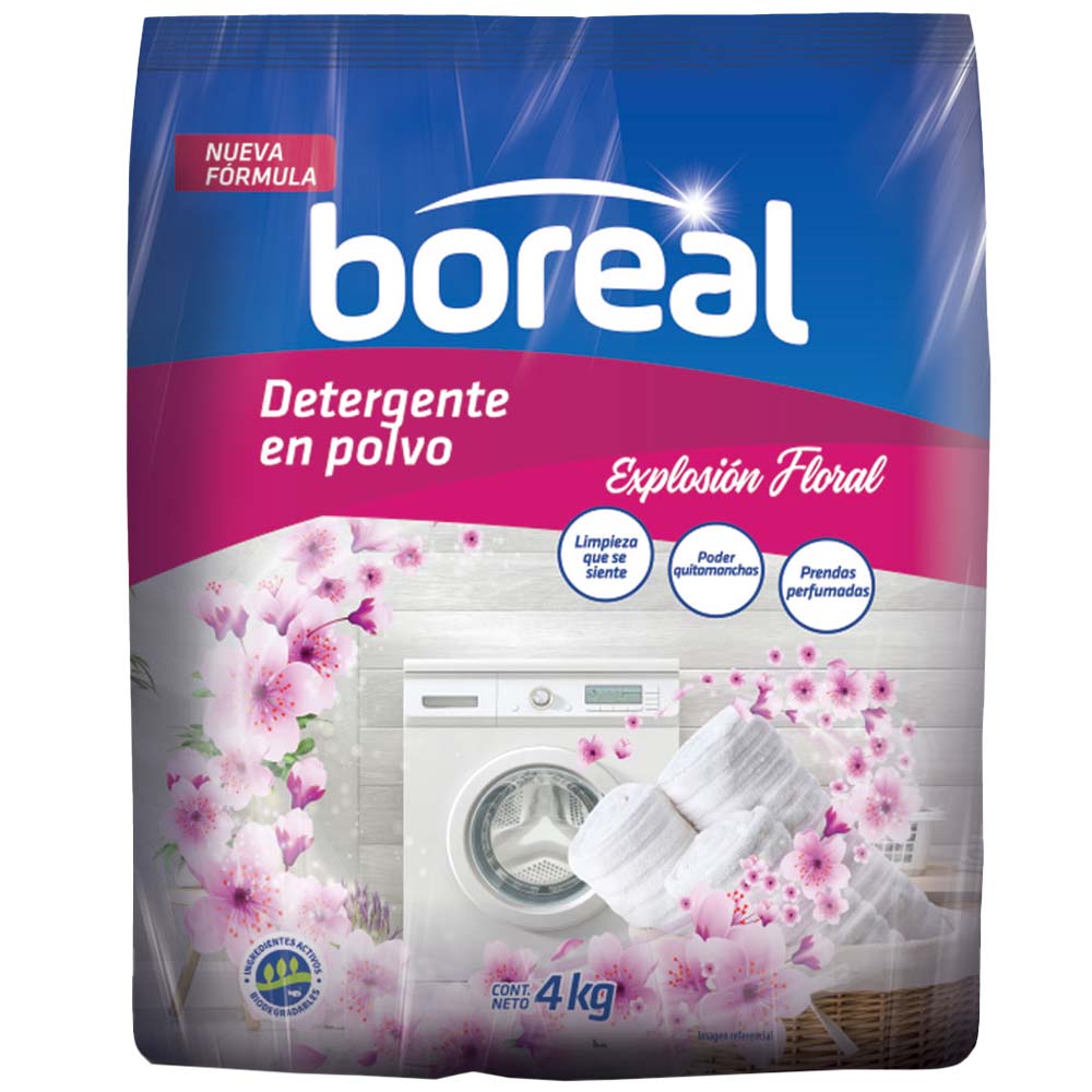 Detergente en Polvo BOREAL Explosión Floral Bolsa 4kg