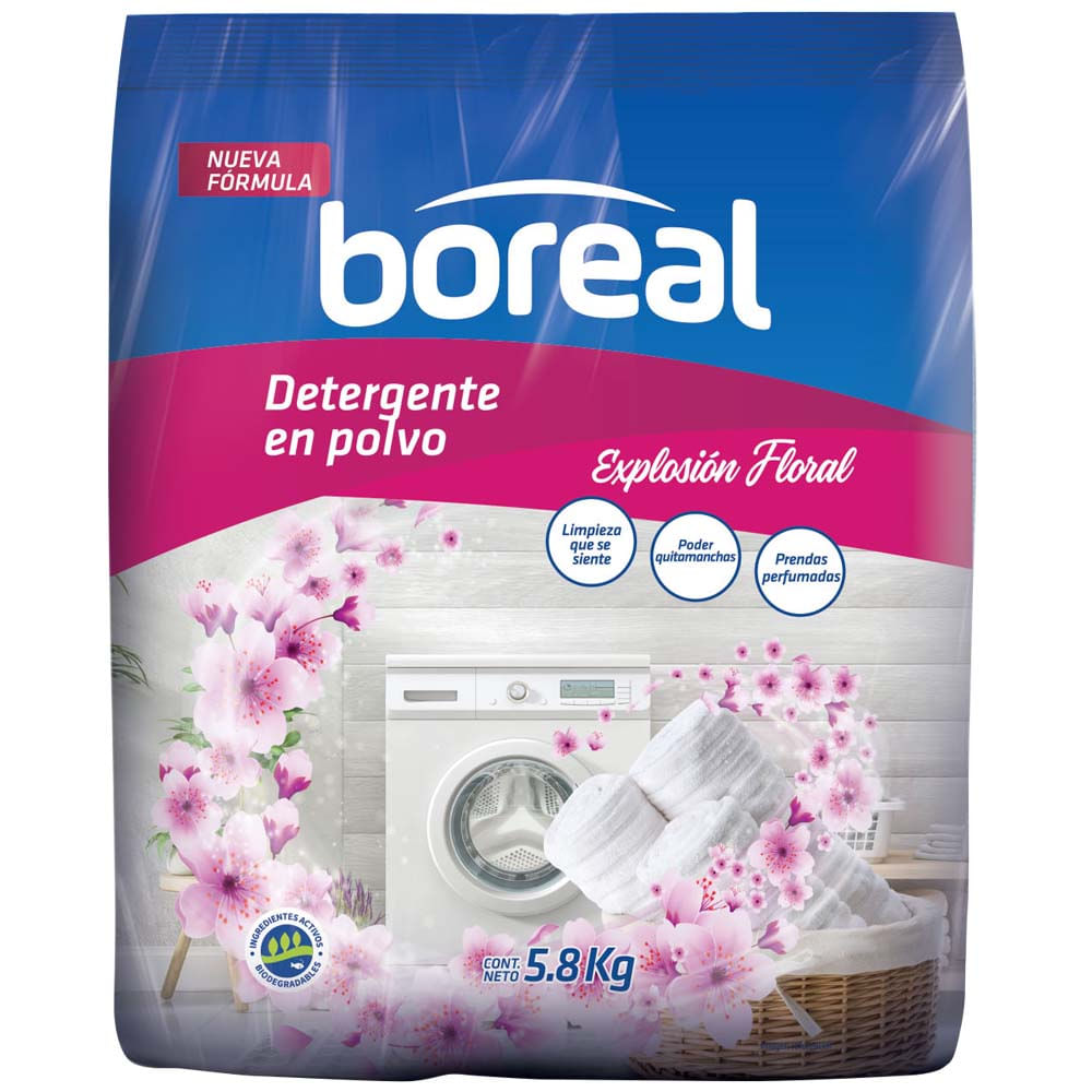 Detergente en Polvo Boreal Explosión Floral Bolsa 5.8kg