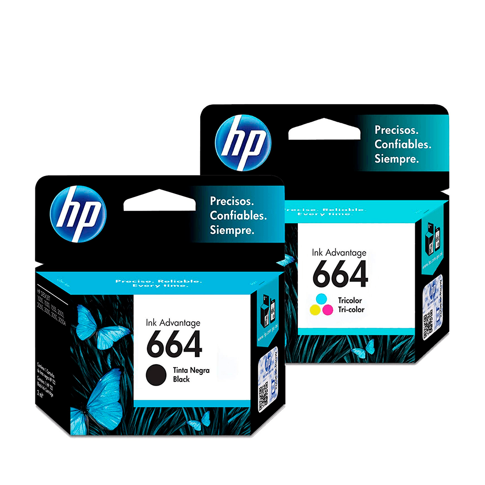 Pack de Tinta  HP 664 color (F6V28AL) y negro (F6V29AL)