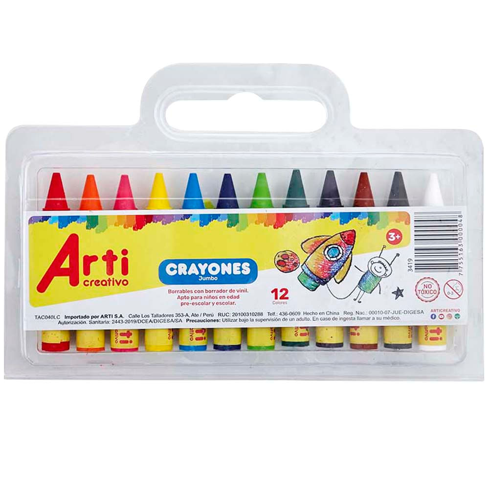 Crayones ARTI CREATIVO Colores Jumbo Estuche 12un