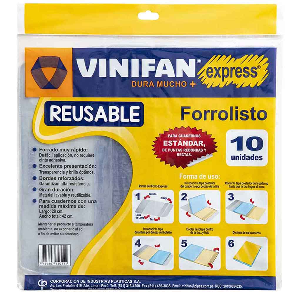Forrolisto VINIFAN Express A4 Transparente Bolsa 10un