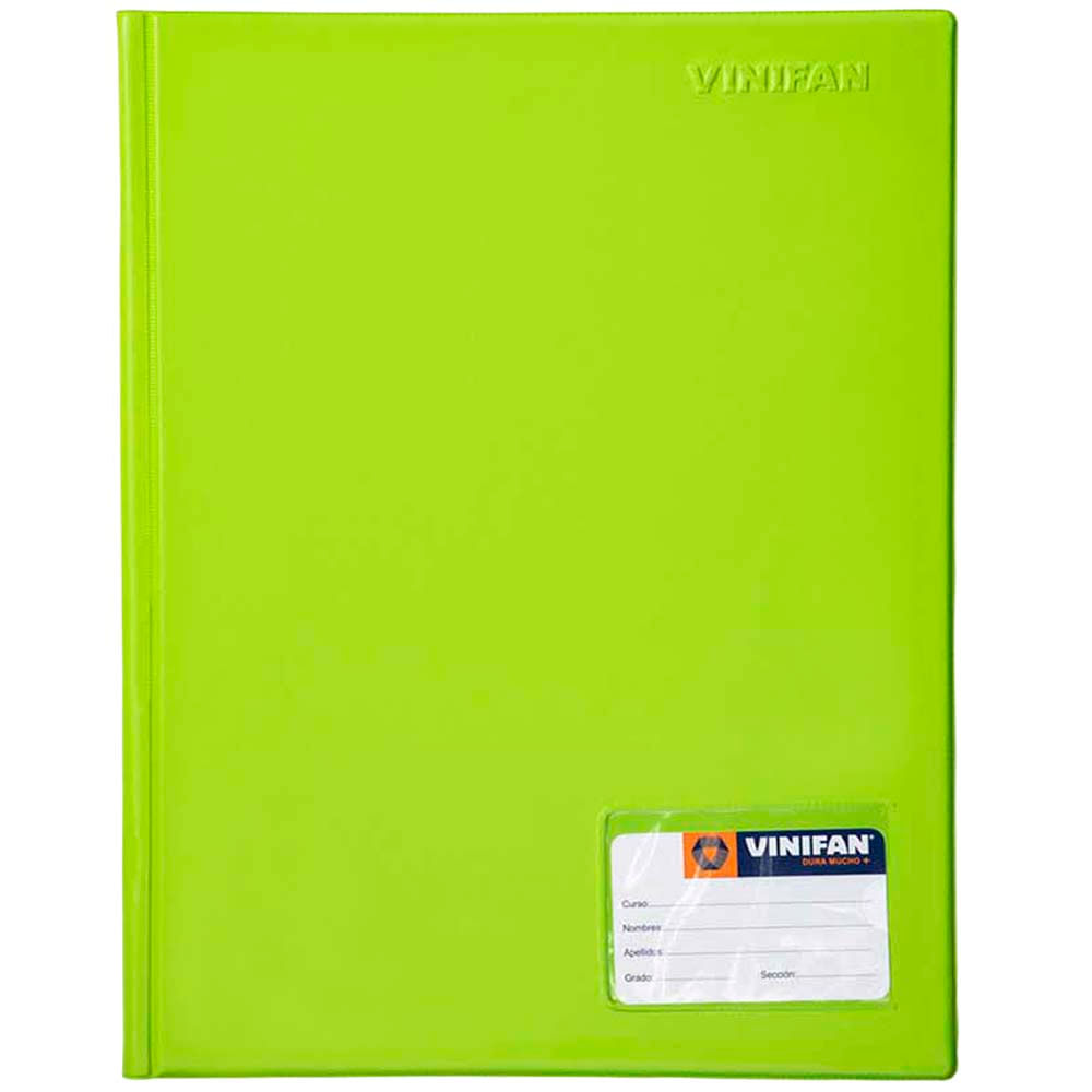 Folder VINIFAN Oficio Tapa Dura Verde Limón con Gusano