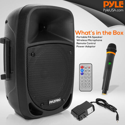 Pyle Pro PSBT8A Portable de 8 "2 vías 800W Bluetooth PA Altavoz con micrófono inalámbrico