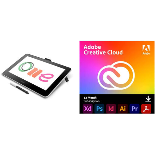 Wacom One Creative Pen Display con Adobe Creative Cloud (suscripción de 12 meses, descarga)