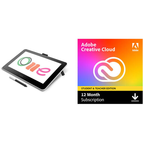 Wacom One Creative Pen Display y Adobe Creative Cloud (suscripción de 12 meses, edición para estudiantes y profesores)