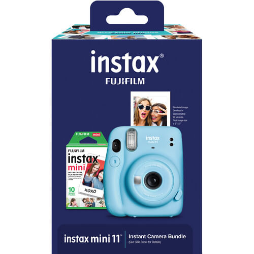 Paquete de cámara de vacaciones de película instantánea FUJIFILM INSTAX MINI 11 (azul cielo)