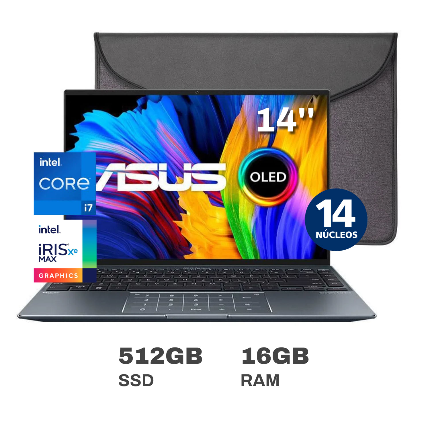 Laptop Asus Zenbook 14X OLED UX5401ZA-L7060W Intel Core i7 14 Núcleos 16GB RAM 512GB SSD 14"