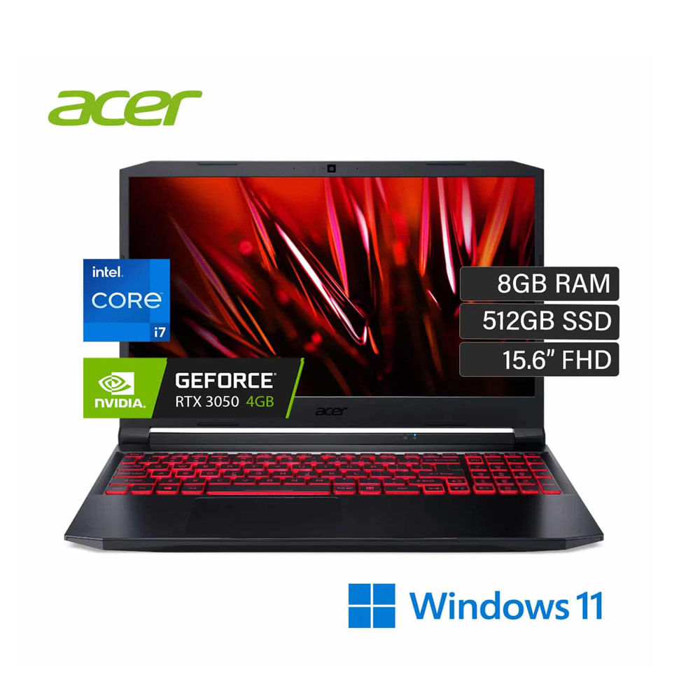 Laptop Acer Nitro 5 AN515-57-79F8 Intel i7 - 11va Generación 8GB RAM SSD 512GB