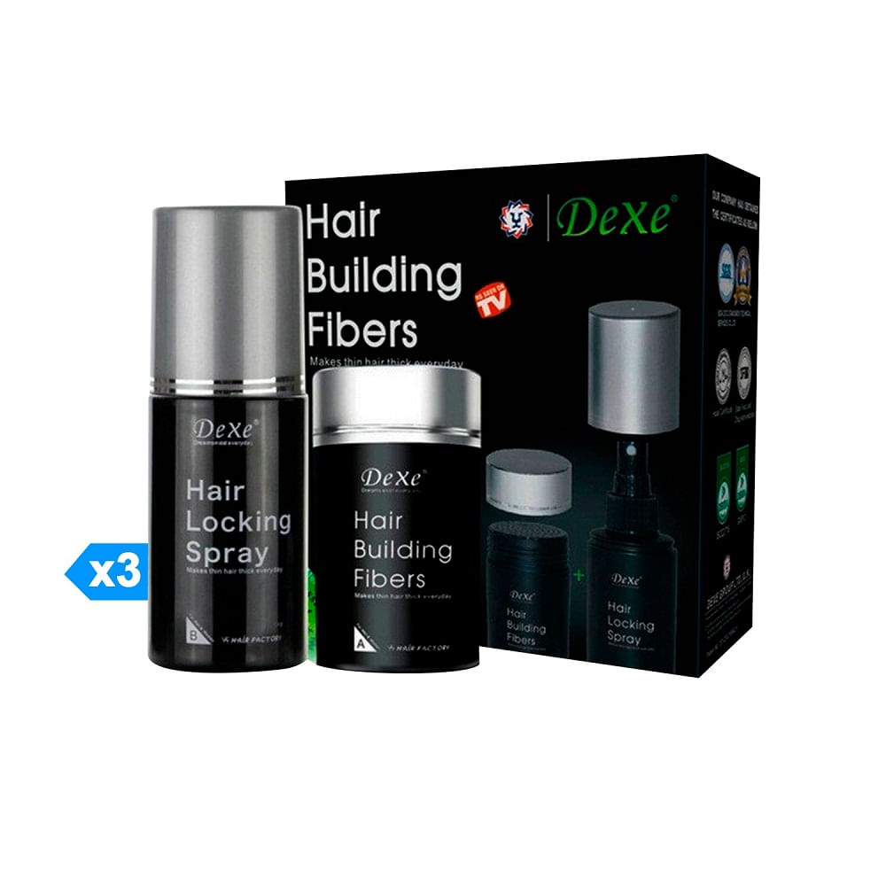 3 Dexe Fibras Capilares + Spray Fijador de Cabello