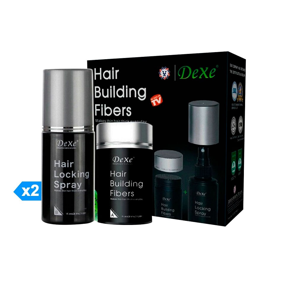 2 Dexe Fibras Capilares + Spray Fijador de Cabello