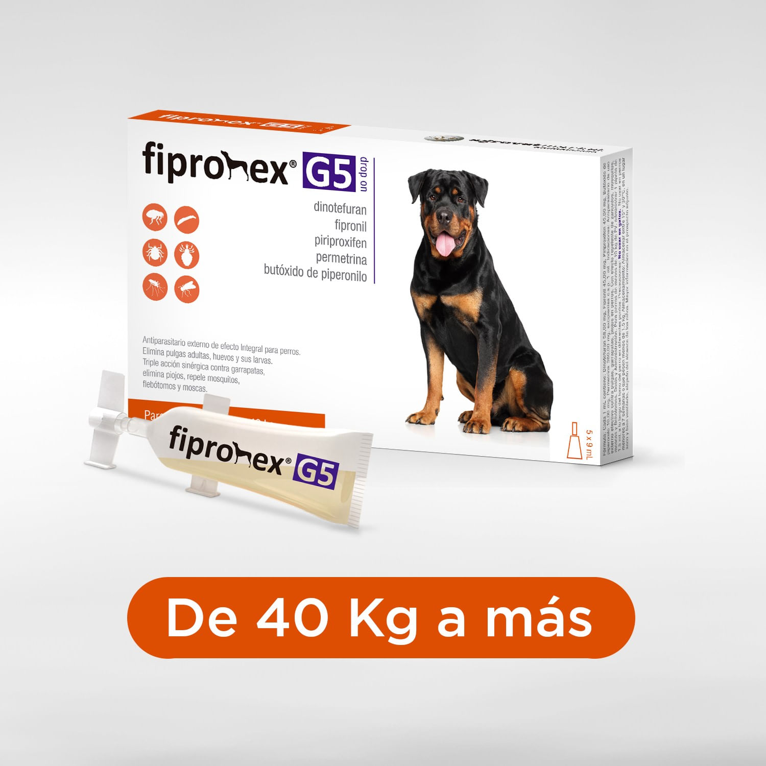 Antipulgas para Perros Fipronex G5 Drop On Cja 5 Pip X 9 Ml