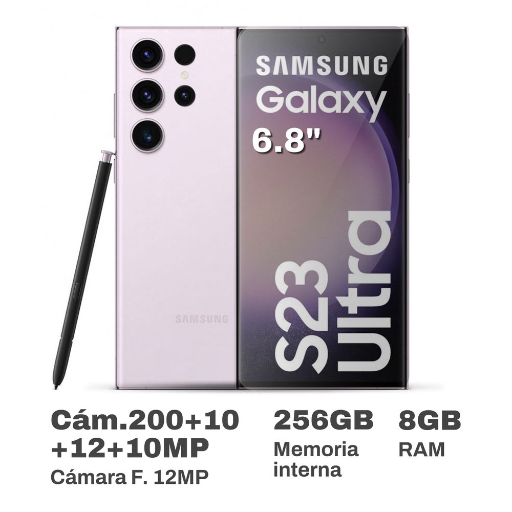 Celular Samsung Galaxy S23 Ultra 6.8" 8GB RAM 256GB Lavender
