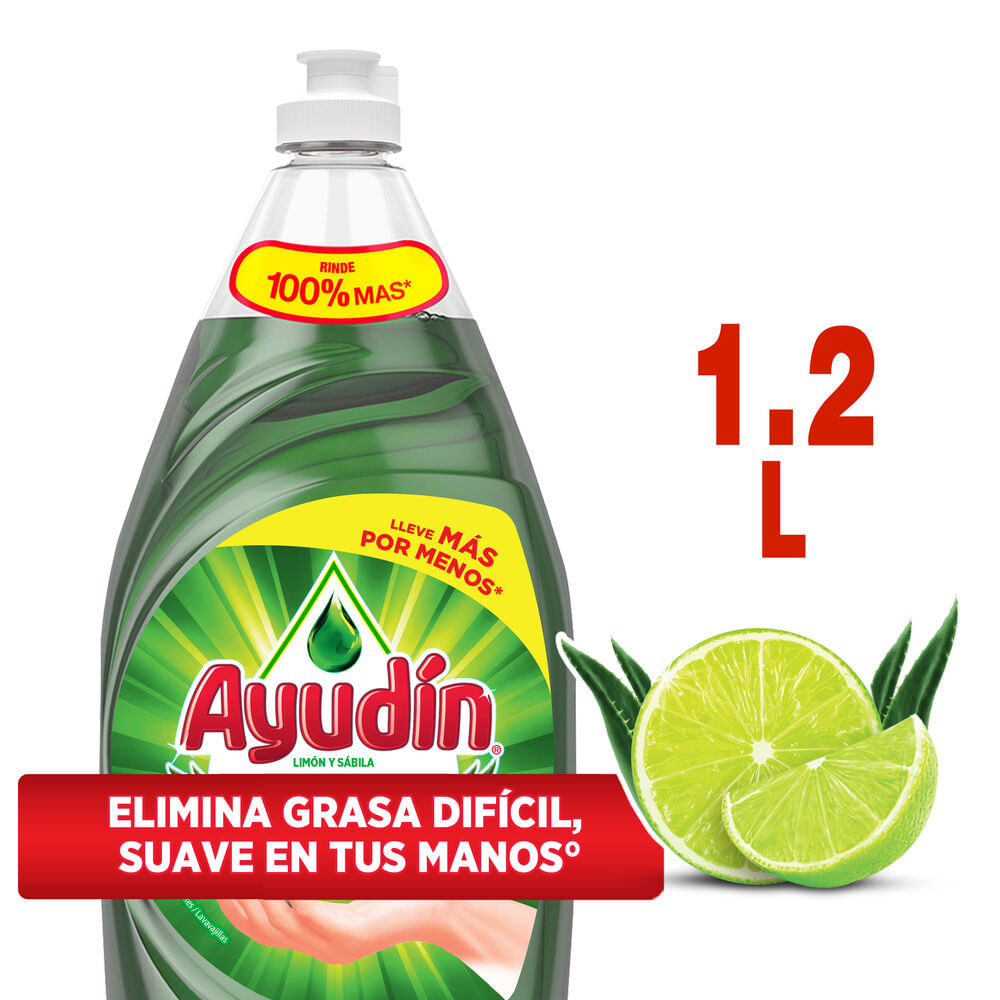 Lavavajillas Líquido AYUDÍN Limón y Sábila Botella 1.2L