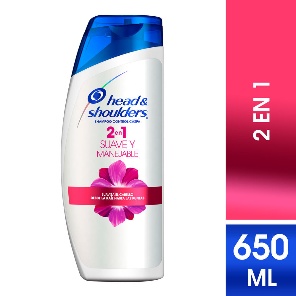 Shampoo HEAD & SHOULDERS 2 en 1 Suave y Manejable Control Caspa Frasco 650ml