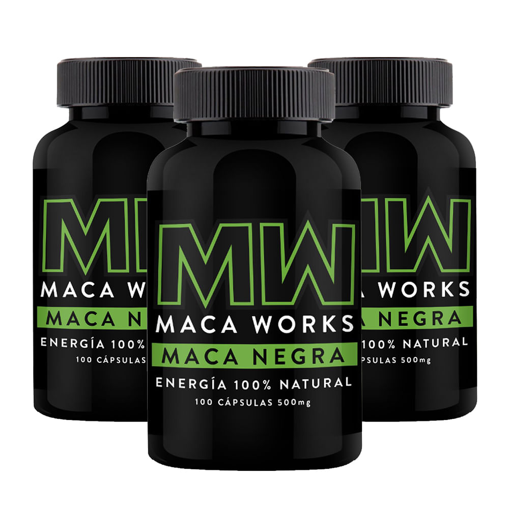 Pack 03 Frascos Maca Negra Maca Works 100 Capsulas