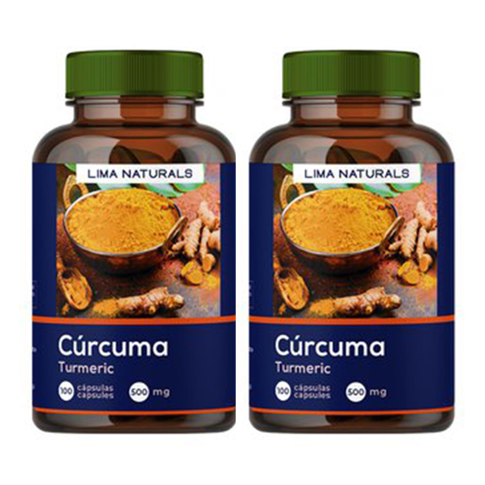 Pack 02 Frascos Curcuma Lima Naturals 100 Capsulas