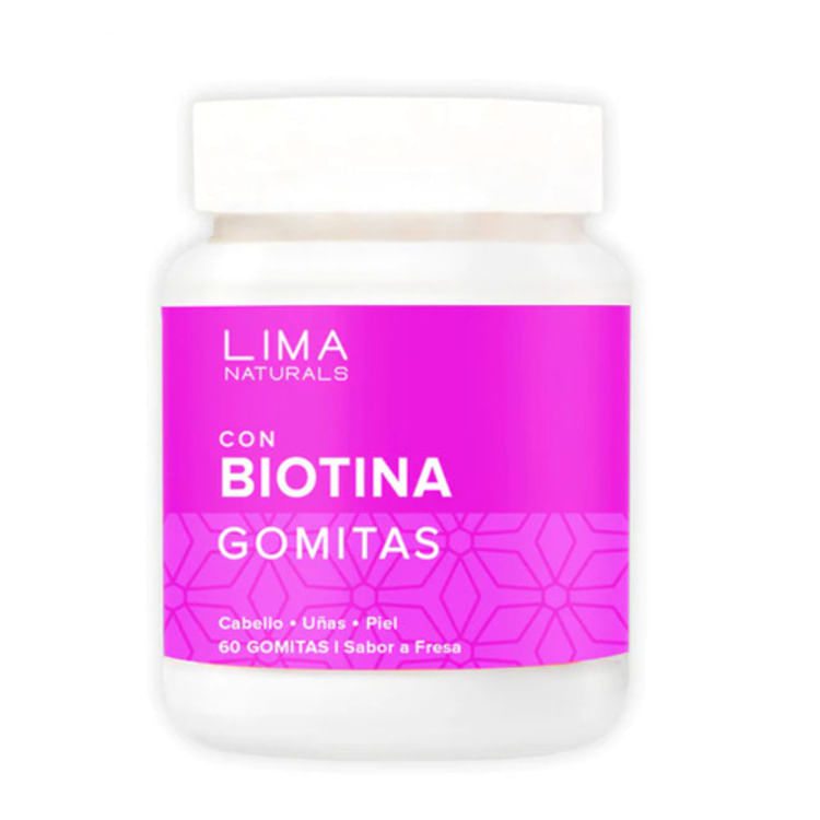 Gomitas con Biotina Sabor Fresa Lima Naturals 60 unidades