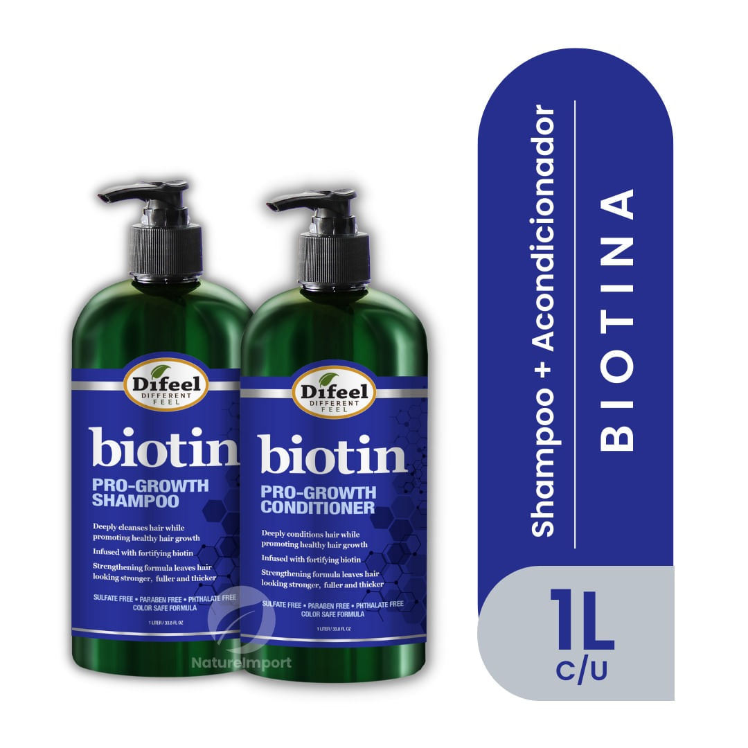 Pack Shampoo y Acondicionador - Difeel - Biotina - Anticaída 1L