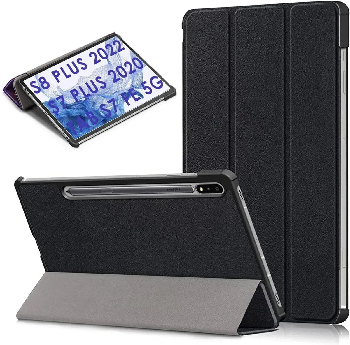 Funda Book Cover Para Tablet Samsung Tab S8 Plus 12.4" SM-X8009 Negro
