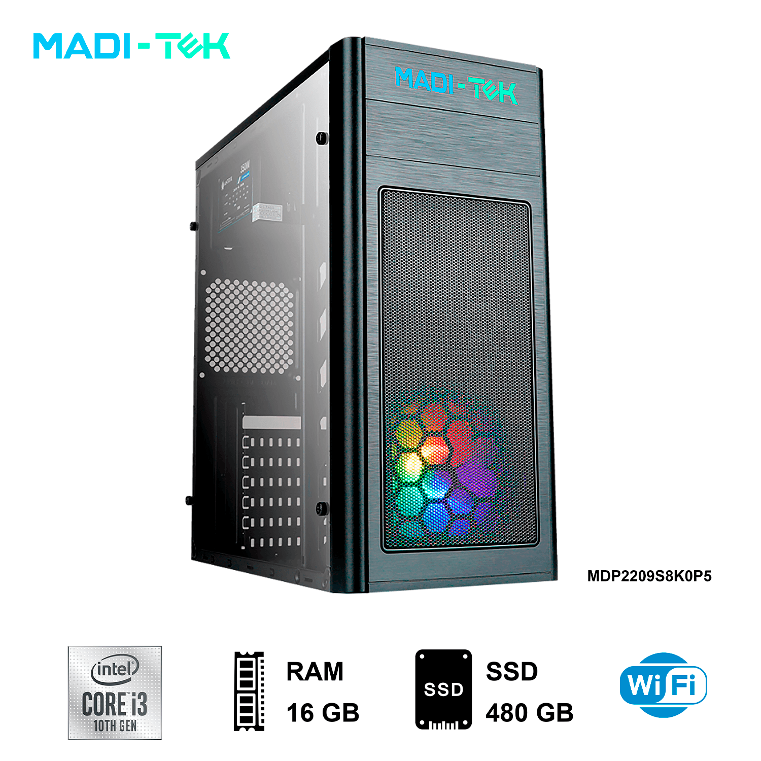 PC Marca Madi-Tek HAN3-10105 Intel Core I3-10105 3.70 Ghz RAM 16GB DDR4 Disco Duro 480 GB SSD