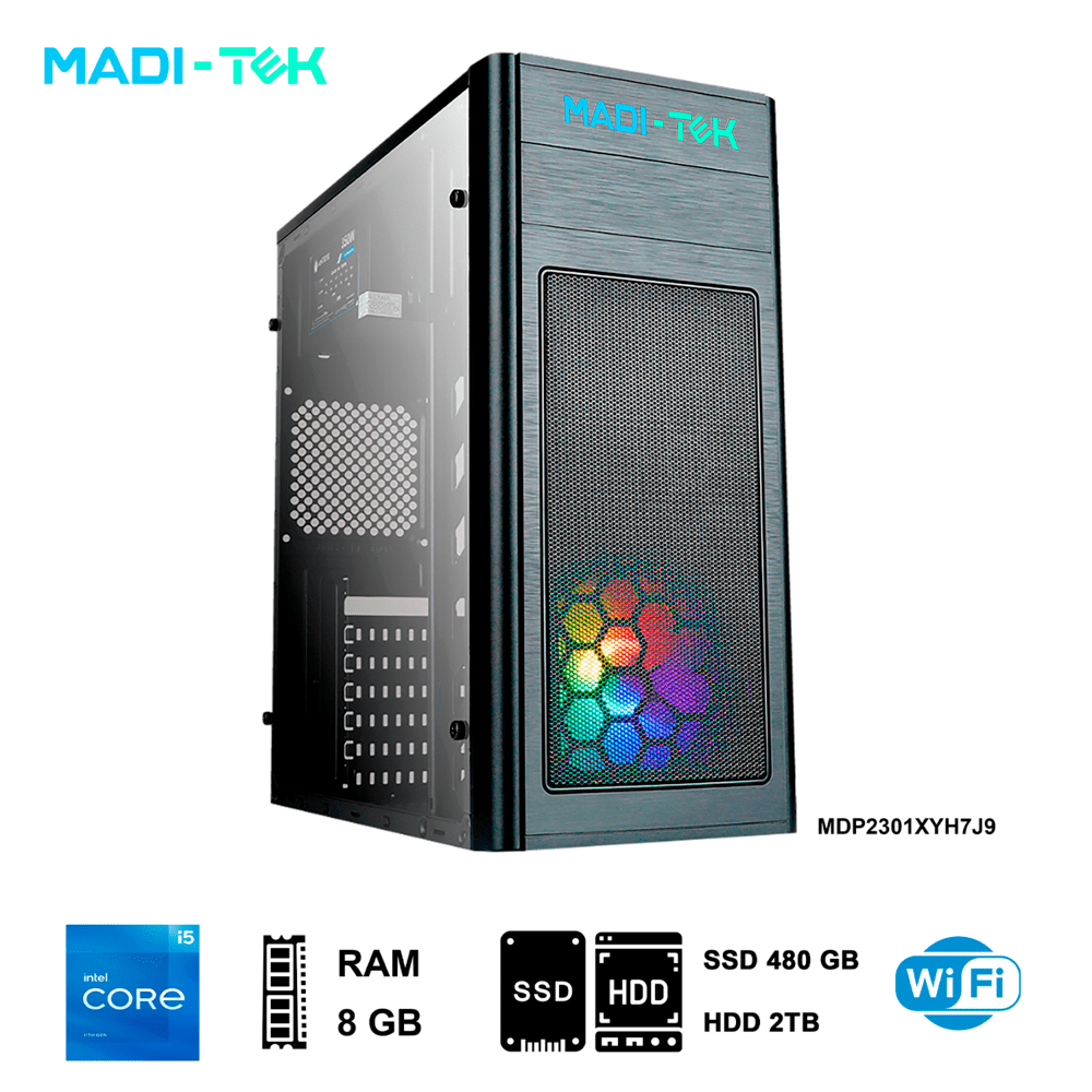 PC Madi-Tek GALA5-11400 Intel Core I5-11400 2.60 Ghz RAM 8 GB DDR4 Disco Duro 480 GB SSD/2TB HDD
