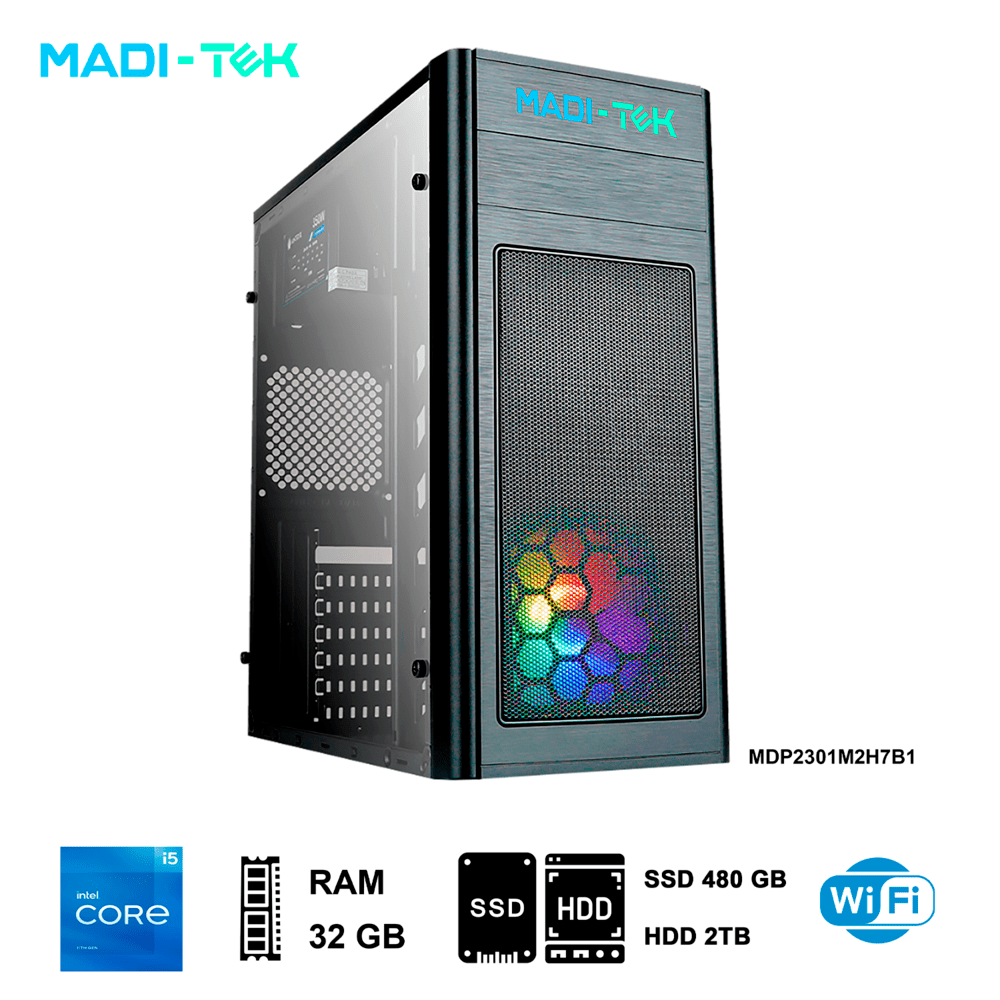 PC Madi-Tek GALA5-11400 Intel Core I5-11400 2.60 Ghz RAM 32 GB DDR4 Disco Duro 480 GB SSD/2TB HDD
