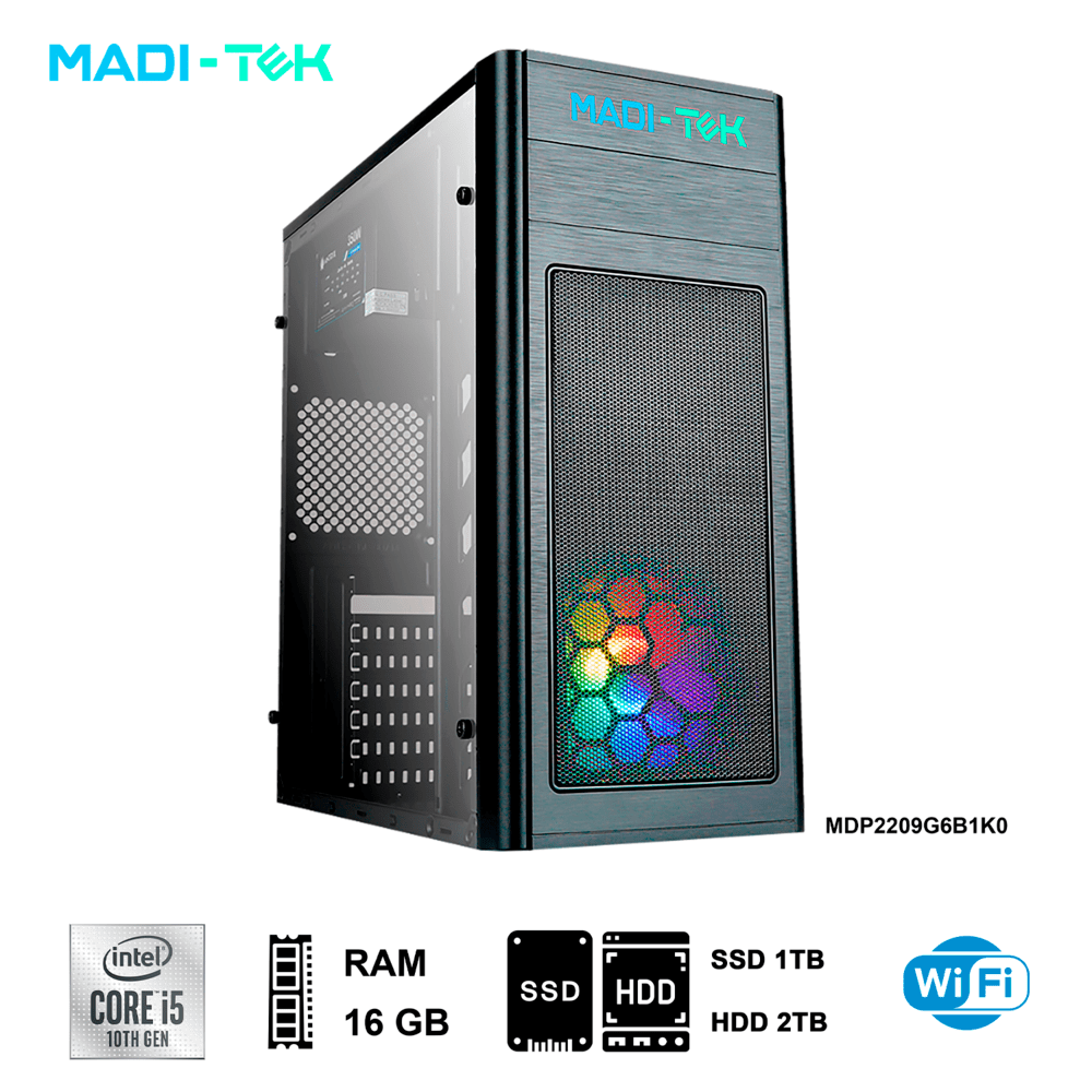 PC Madi-Tek SKY5-10400 Intel Core I5-10400 2.90 Ghz RAM 16 GB DDR4 Disco Duro 1 TB SSD/2 TB HDD