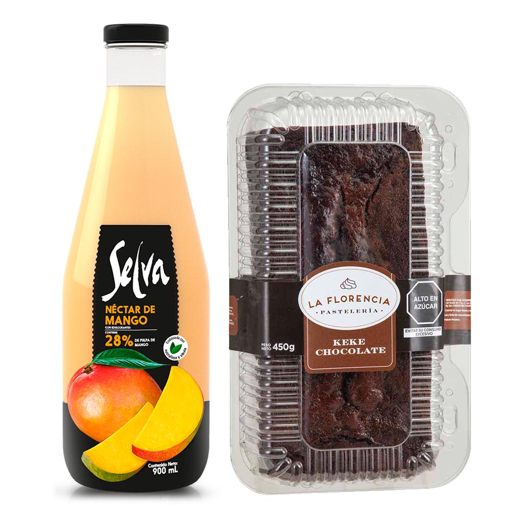 Pack Keke de Chocolate Bandeja 450g + Néctar SELVA Mango Premium Botella 900ml