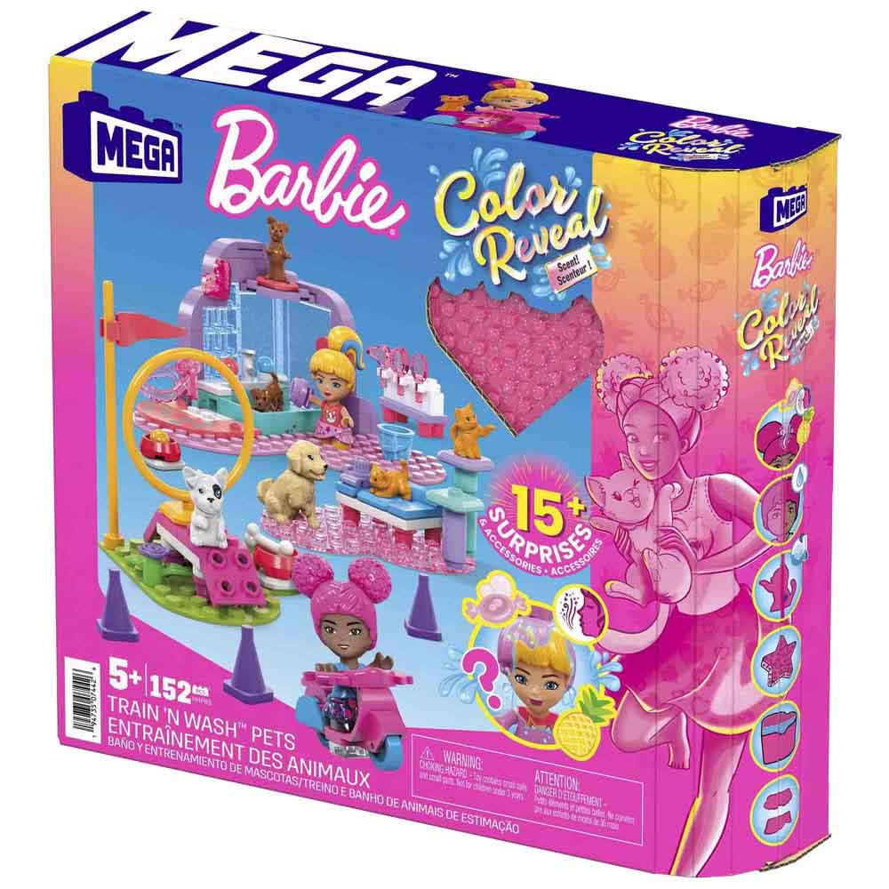 Juguete de Construcción MEGABLOKS Barbie Color Reveal Entrenamiento y Baño de Mascotas