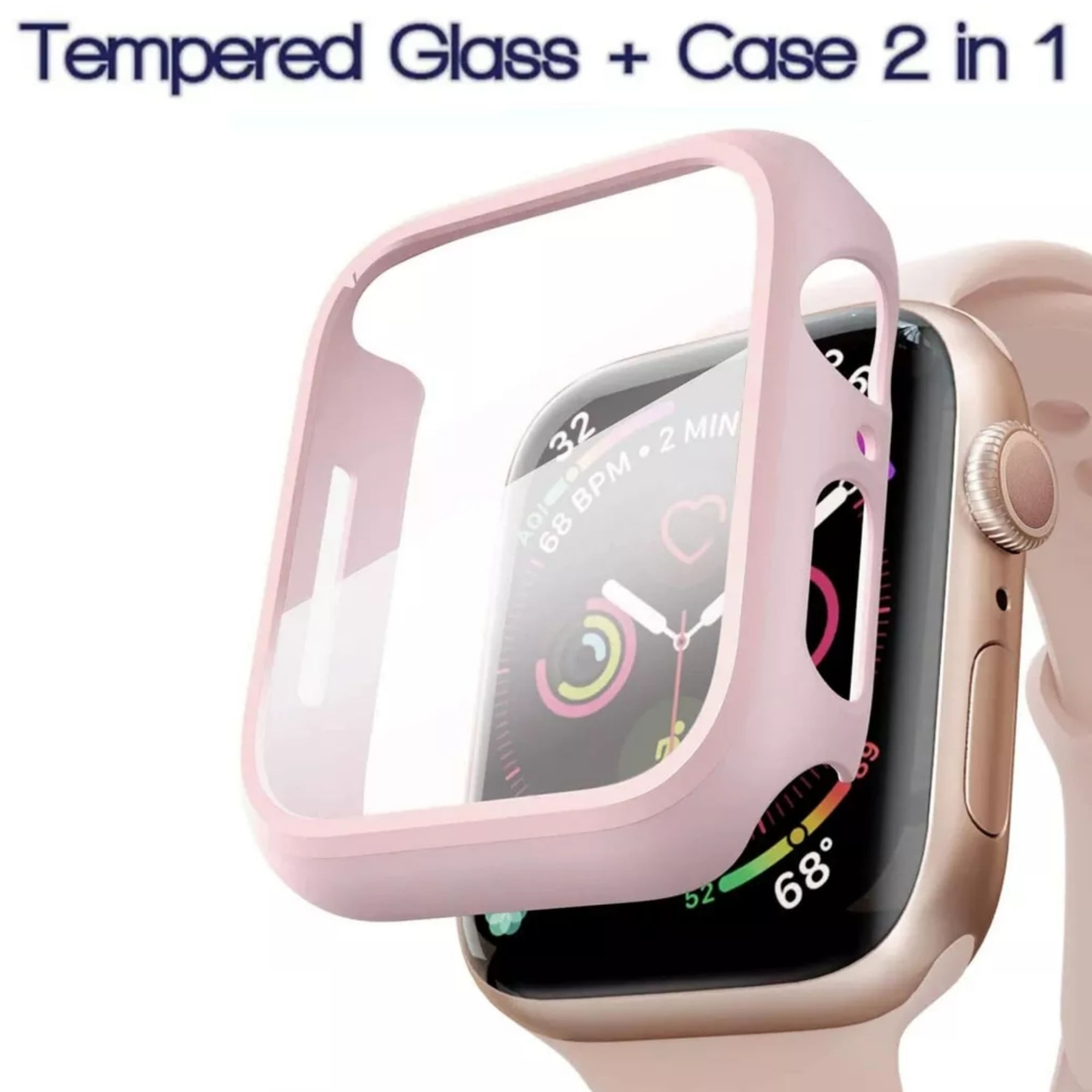 Case Con Mica De Vidrio Para Apple Watch 45mm serie 7 y 8 - ROSA
