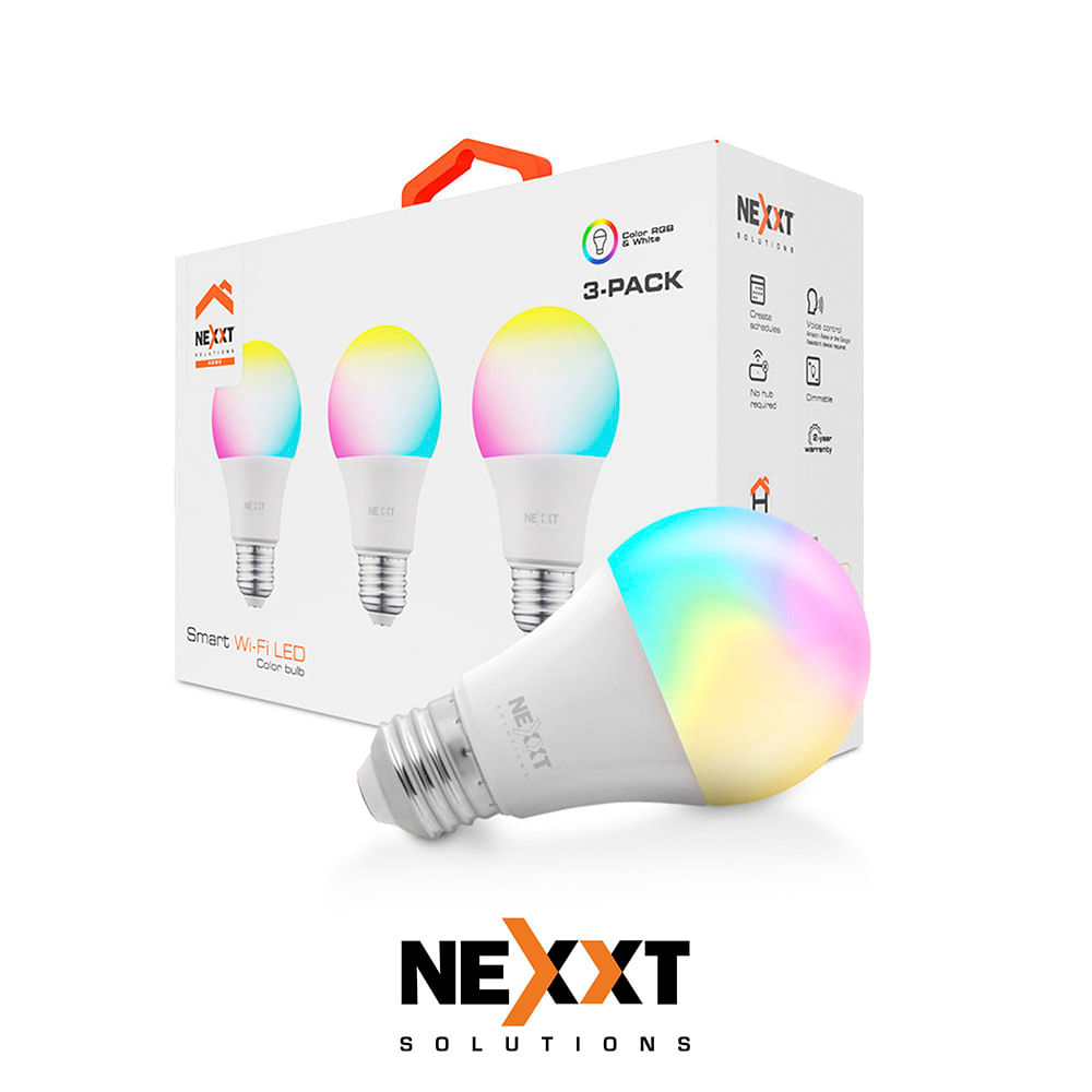 Nexxt Home NHB-C120 3PK Smart LED Bulb RGB Color 220V