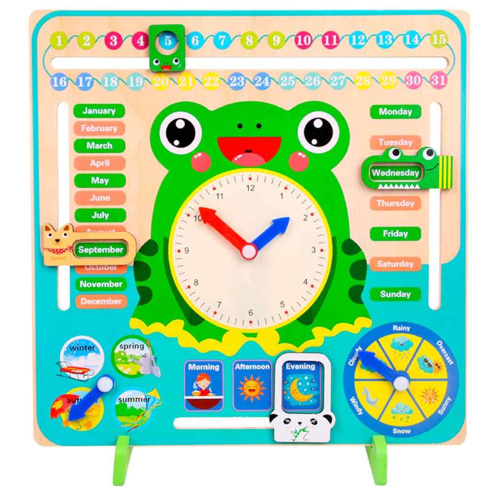 Juego Educativo de Madera Reloj Calendario Didáctico Montessori Rana