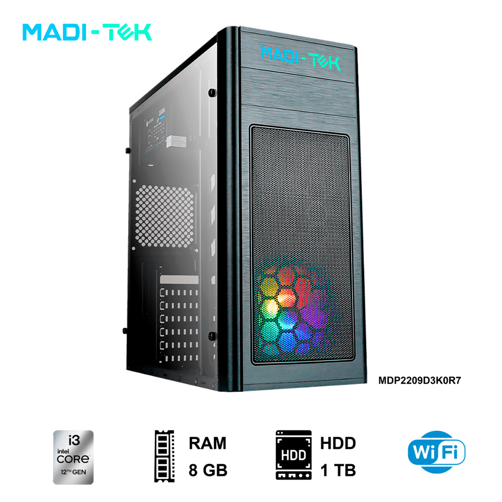 PC Madi-Tek LUKE3-12100 Intel Core I3-12100 3.30 Ghz RAM 8GB DDR4 Disco Duro 1 TB HDD