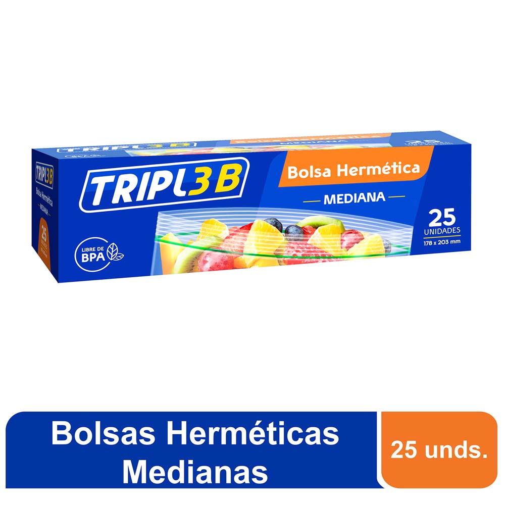 Bolsa Hermética TRIPLE B Mediana Paquete 25un