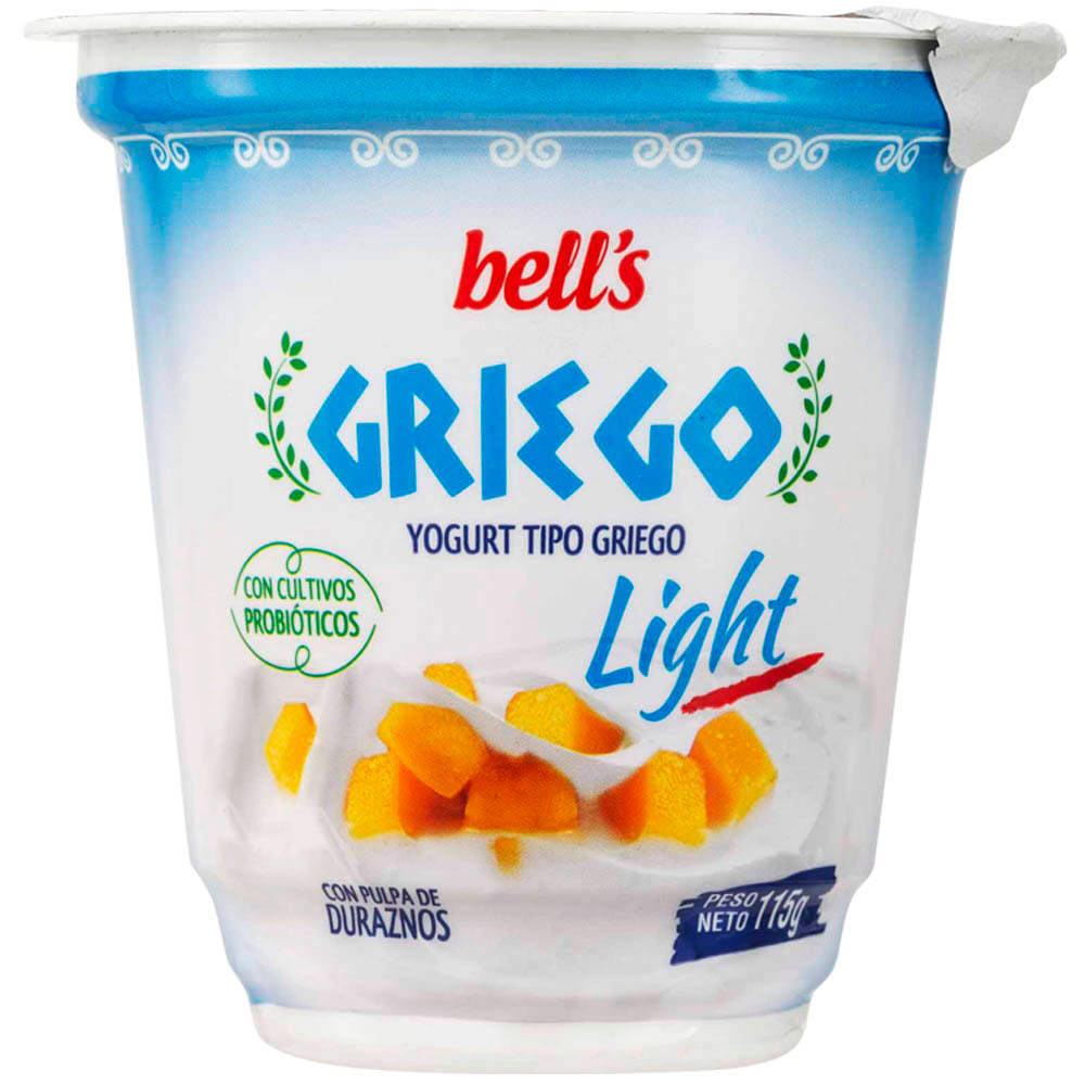 Yogurt de Durazno Light BELL'S Tipo Griego Vaso 115g